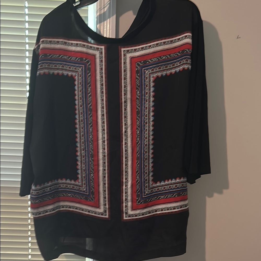 Black and Red Geometric Women's Top